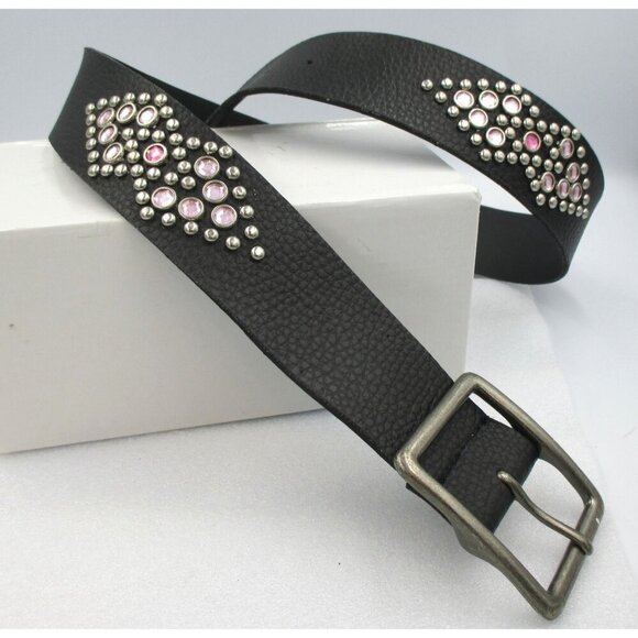Unbranded Belt Pebble Faux Leather Crystal Cowgirl Chic Y2K Size M - Picture 1 of 8
